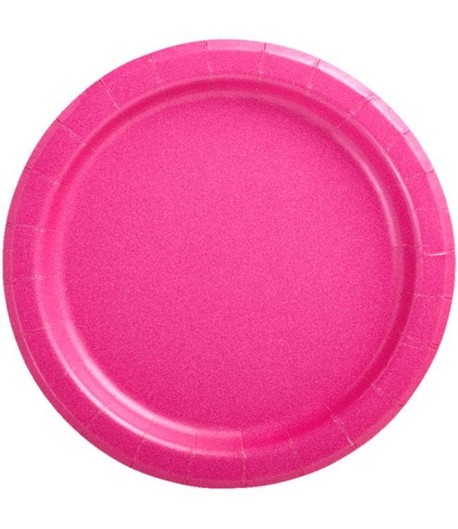 Unique Industries Hot Pink 6 3/4" Round Paper Plates - 50ct