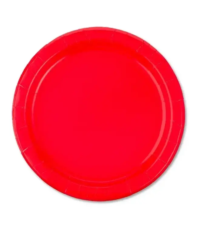 Unique Industries Ruby Red 6 3/4" Round Paper Plates - 50ct