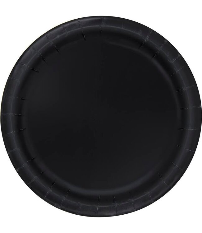 Unique Industries Black 8.5in Round Paper Plates-50ct