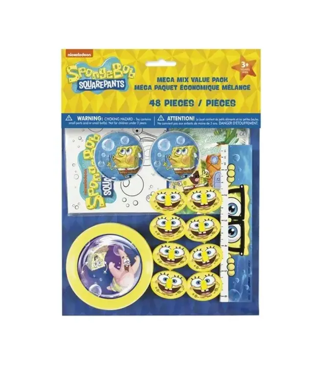 UNIQUE INDUSTRIES INC SpongeBob SquarePants Party Favors for 8, 48pcs