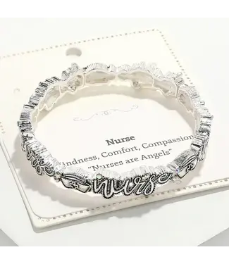 SENSIBLING CORP. Nurse Message Antique Metal Stretch Bracelet