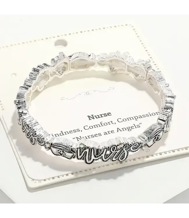 SENSIBLING CORP. Nurse Message Antique Metal Stretch Bracelet