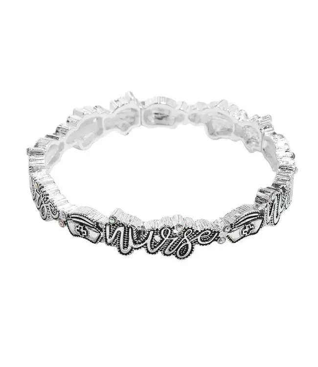 SENSIBLING CORP. Nurse Message Antique Metal Stretch Bracelet