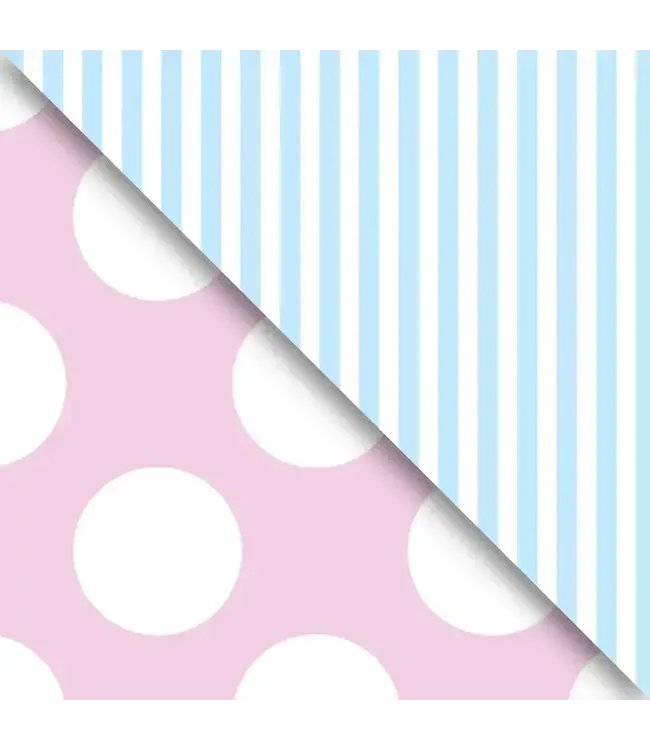 JILLSON ROBERTS Pastel Pink Dot & Pastel Blue Stripe Gift Wrap - Rolls