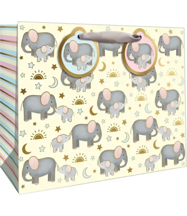 JILLSON ROBERTS BABY ELEPHANTS LARGE GIFT BAG