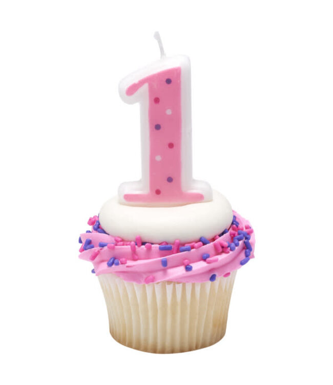 DECOPAC PINK DOTS CANDLE NUMBER 1