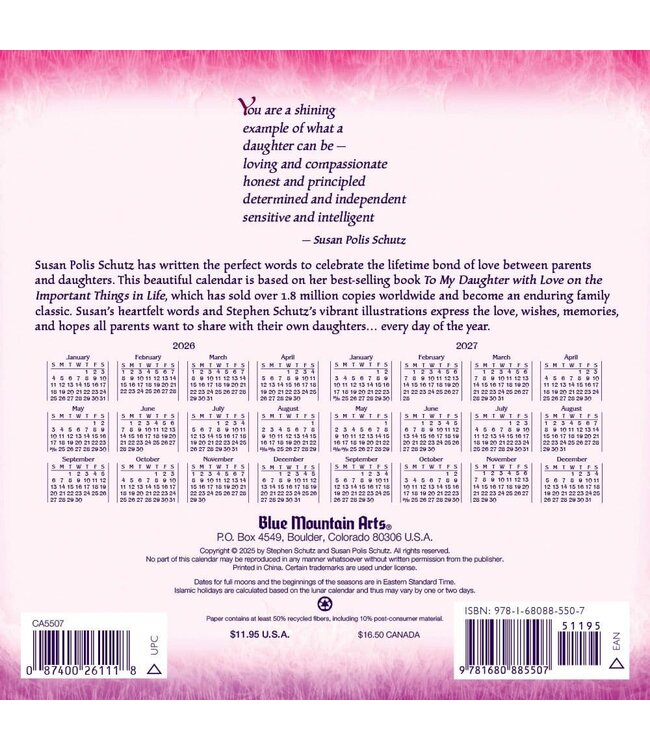 Blue Mountain Arts Daughter You Are a Gift 2026 Wall Calendar Party On!