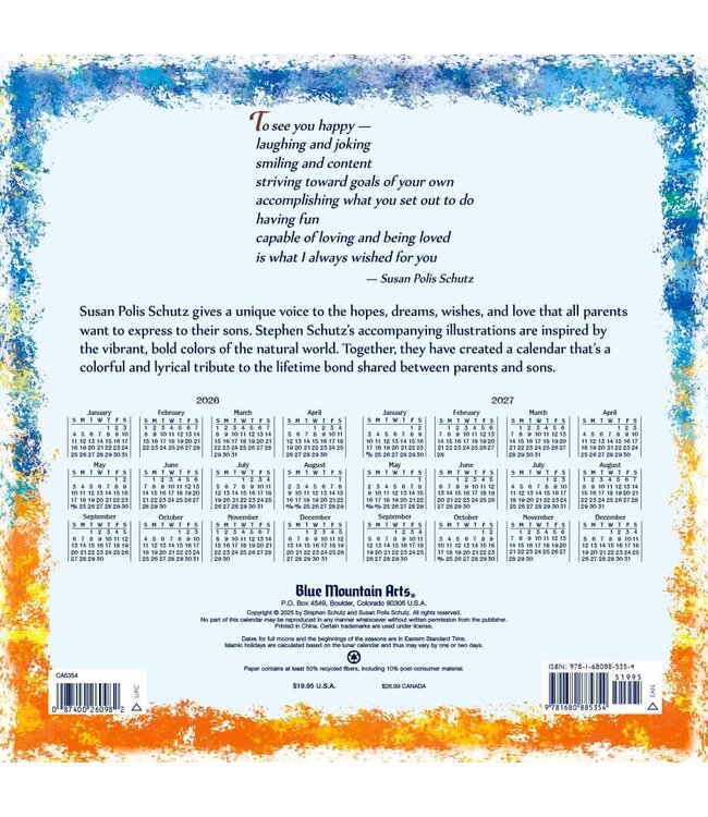 BLUE MOUNTAIN Blue Mountain Arts To My Son with Love 2026 Wall Calendar