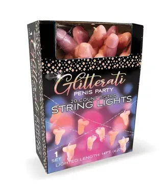 LITTLE GENIE Glitterati Penis Shaped String Lights - 14ft