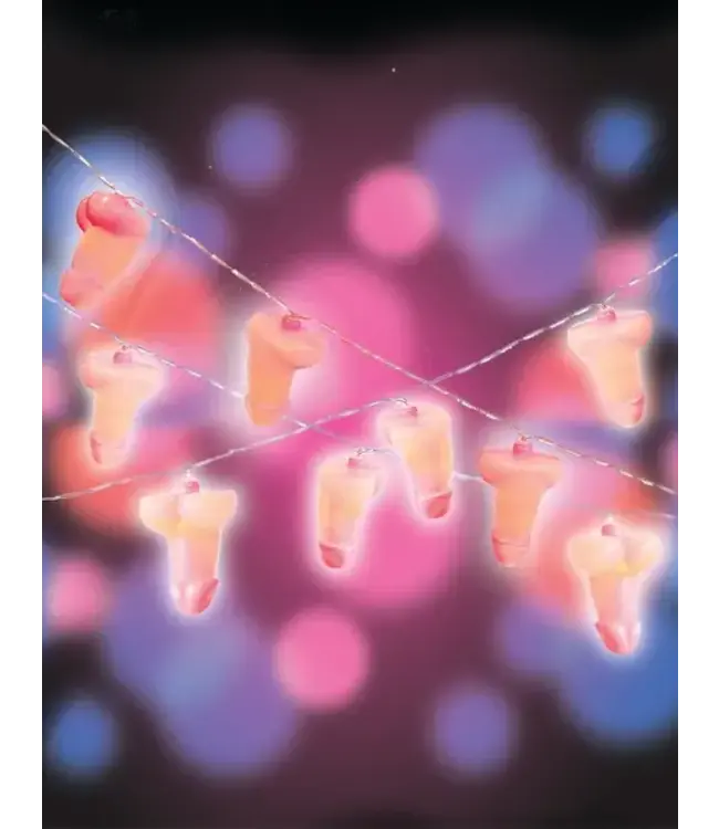 LITTLE GENIE Glitterati Penis Shaped String Lights - 14ft