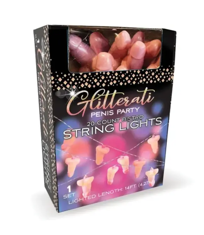 LITTLE GENIE Glitterati Penis Shaped String Lights - 14ft