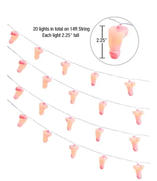 LITTLE GENIE Glitterati Penis Shaped String Lights - 14ft