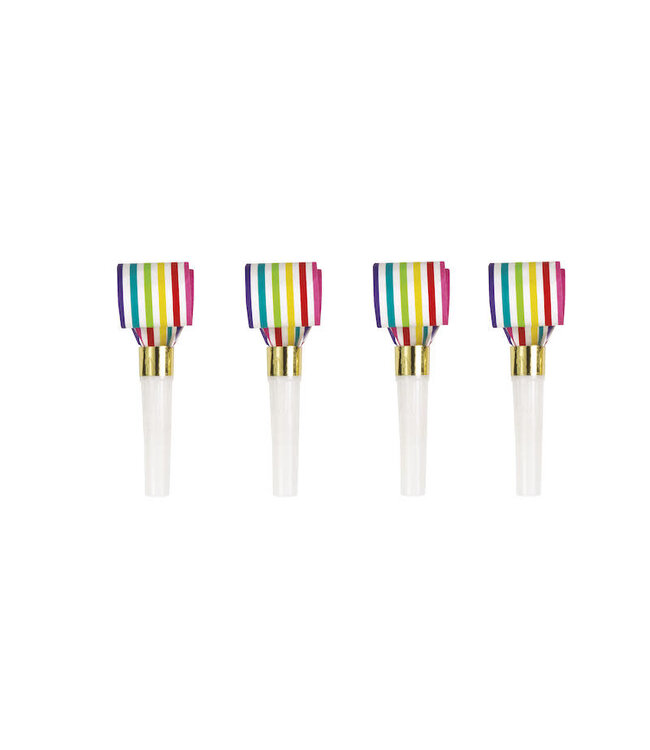 UNIQUE INDUSTRIES INC Rainbow Stripe Squawker Blowouts 8ct