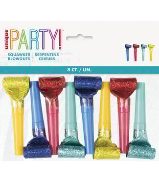 UNIQUE INDUSTRIES INC Prismatic Squawker Blowouts-8ct