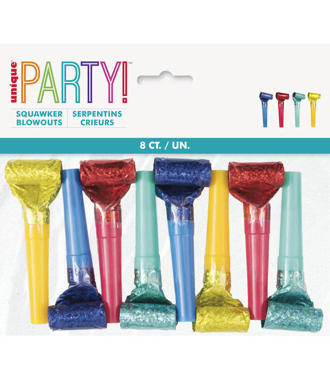 UNIQUE INDUSTRIES INC Prismatic Squawker Blowouts-8ct