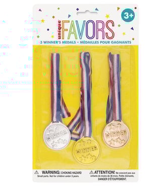 UNIQUE INDUSTRIES INC Gold Silver & Bronze Winner's Medals 3 ct