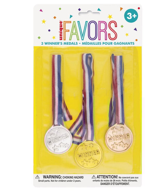 UNIQUE INDUSTRIES INC Gold Silver & Bronze Winner's Medals 3 ct