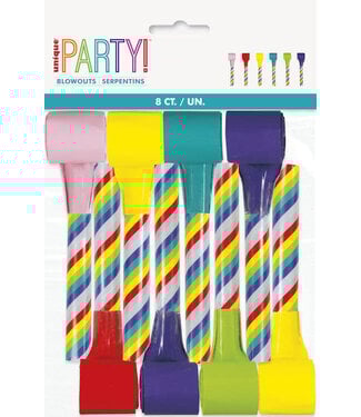 UNIQUE INDUSTRIES INC Rainbow Stripe Candy Cane Blowouts 8ct