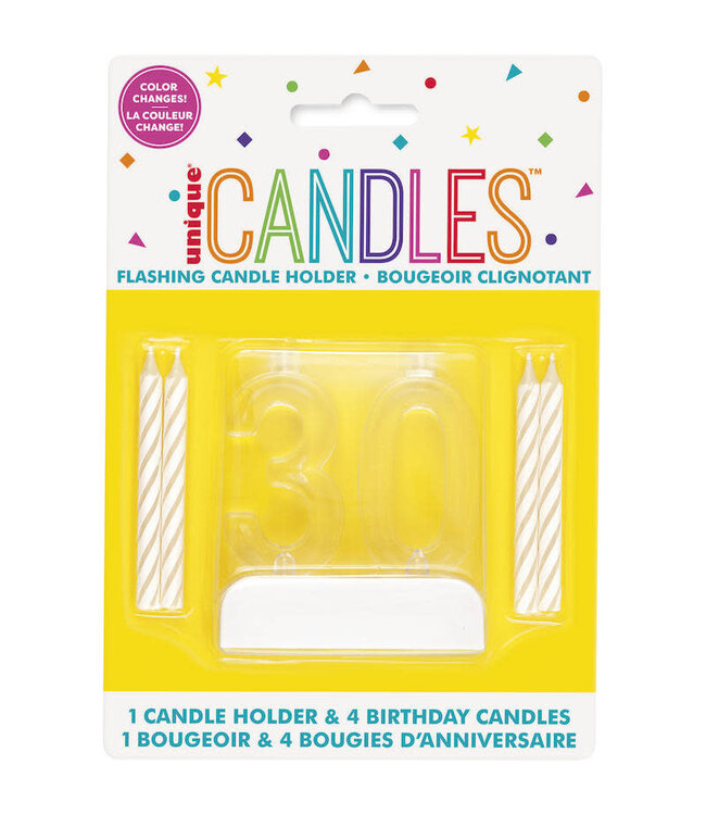 UNIQUE INDUSTRIES INC Flashing Number 30 Holder & Candles