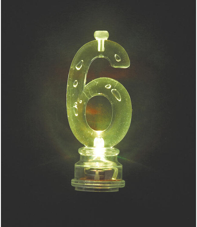 UNIQUE INDUSTRIES INC Number 6 Flashing Candle Holder With Birthday Candle Set