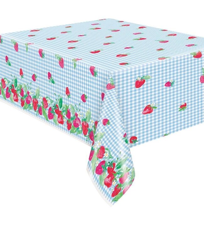 UNIQUE INDUSTRIES INC Sweet Strawberry Table Cover 54inX84in