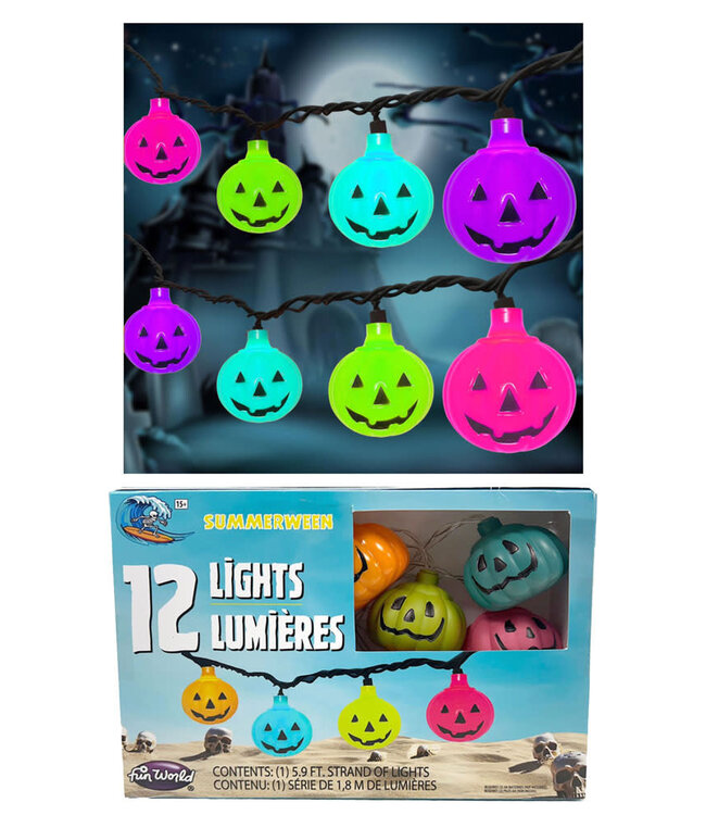 Fun World Summerween Rainbow Pumpkin String Lights
