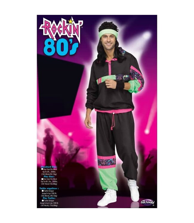 Fun World 80's Track Suit - Adult - Black
