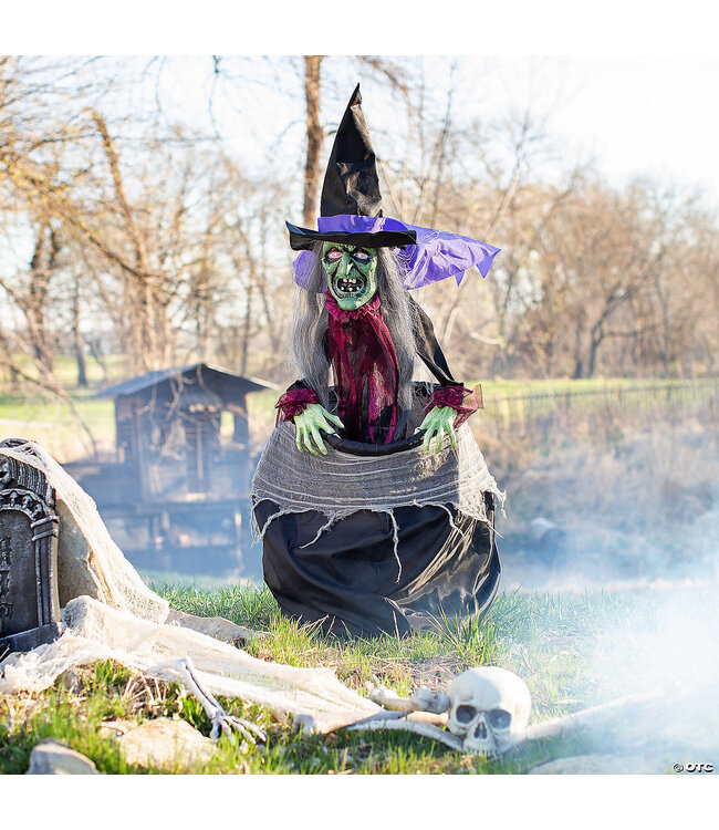 FUN EXPRESS 5FT ANIMATED WITCH W/CAULDRON