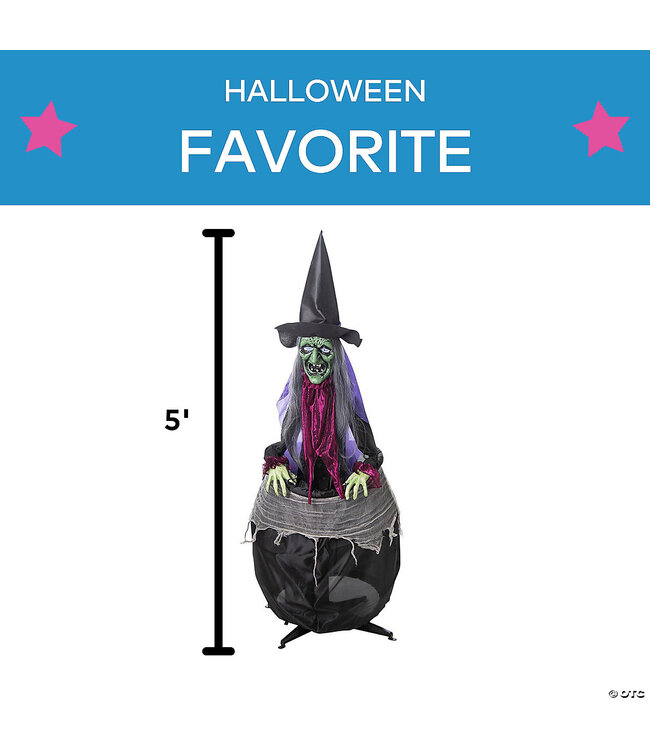 FUN EXPRESS 5FT ANIMATED WITCH W/CAULDRON