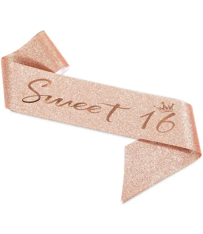 PARTY ON 16th Birthday Crown and Sash Kit- "Sweet 16" Rose Gold