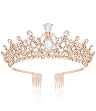 PARTY ON Crystal Tiara Rose Gold