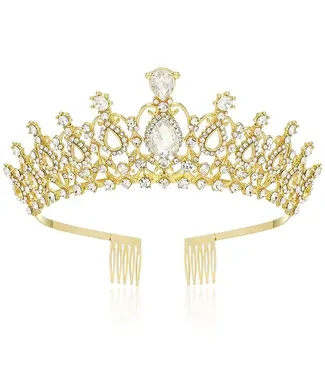 PARTY ON Crystal Tiara Gold