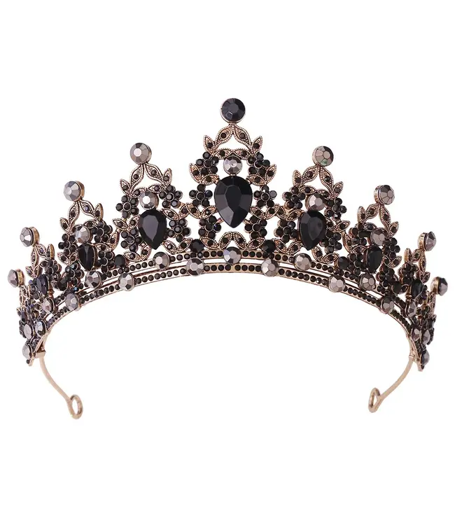 PARTY ON Gold Tiara with Black Rhinestones