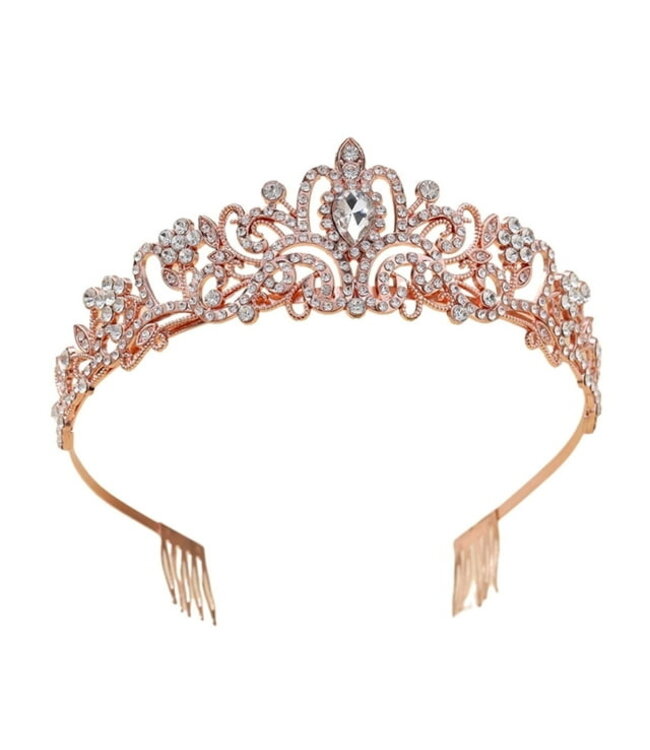 PARTY ON Rose Gold Tiara with Clear Rhinestones