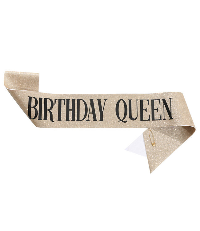 PARTY ON Gold Birthday Queen Sash