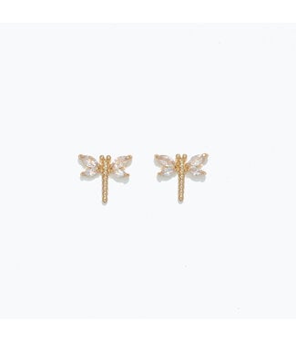CUTIES EARRINGS DRAGONFLY WITH CLEAR CRYSTALS