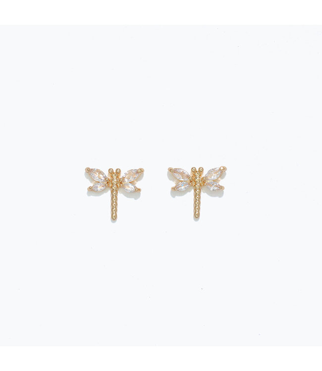 CUTIES EARRINGS DRAGONFLY WITH CLEAR CRYSTALS