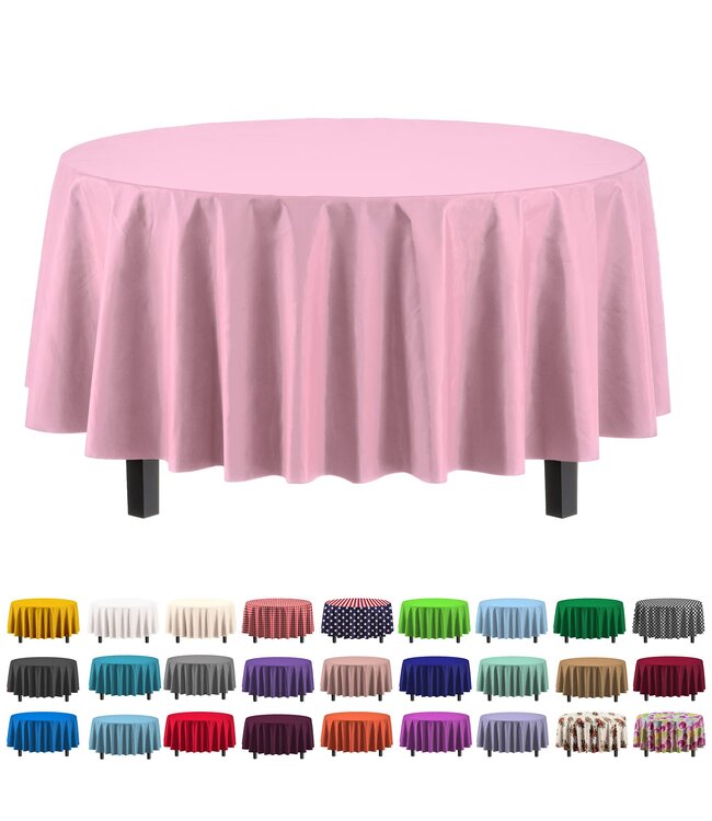 EXQUISITE 84in ROUND TABLE COVER PINK