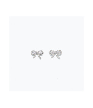 CUTIES EARRINGS SILVER BOWS WITH CRYSTALS