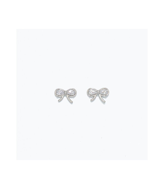 CUTIES EARRINGS SILVER BOWS WITH CRYSTALS
