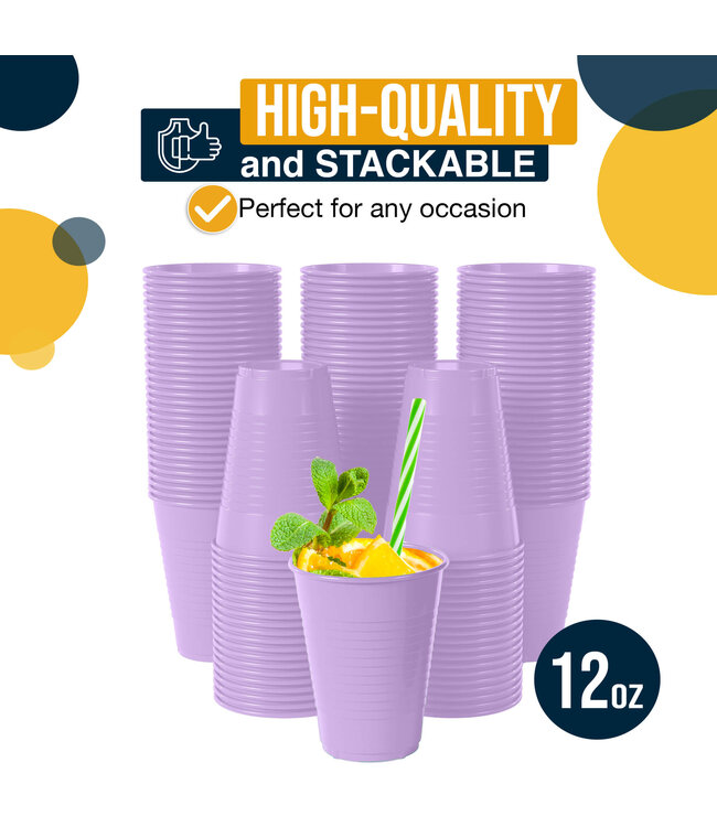 CROWN DISPLAY 50CT 12oz  PLASTIC CUPS LAVENDER