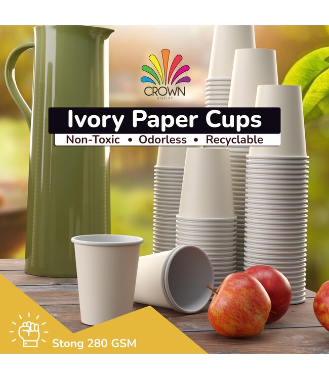 CROWN DISPLAY Ivory 9oz Paper Cups - 100ct