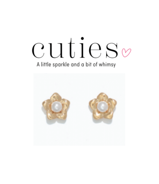 CUTIES EARRINGS GOLD FLOWERS WITH PEARLS