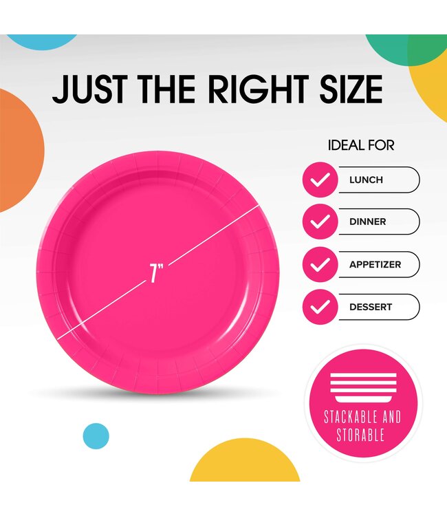 CROWN DISPLAY 50CT 7in PAPER PLATES CERISE