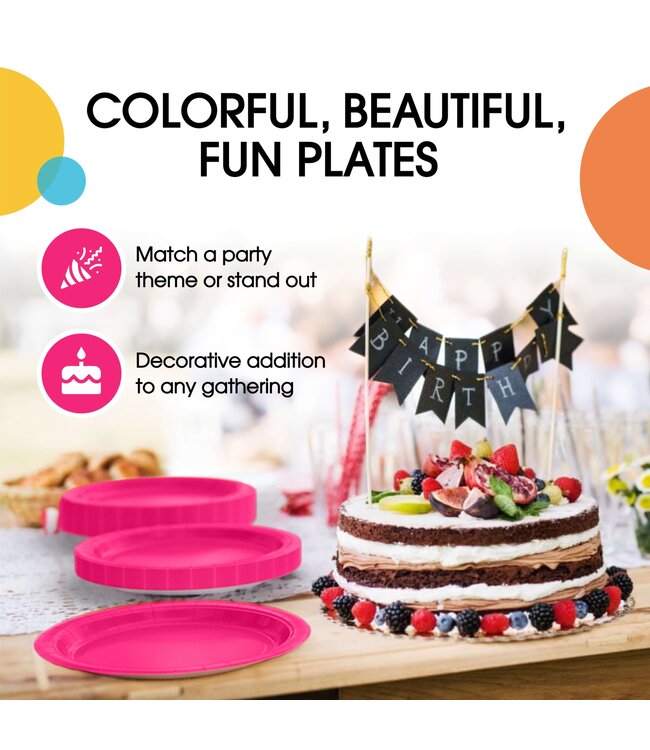 CROWN DISPLAY 7 In. Cerise Paper Plates - 50 Ct.