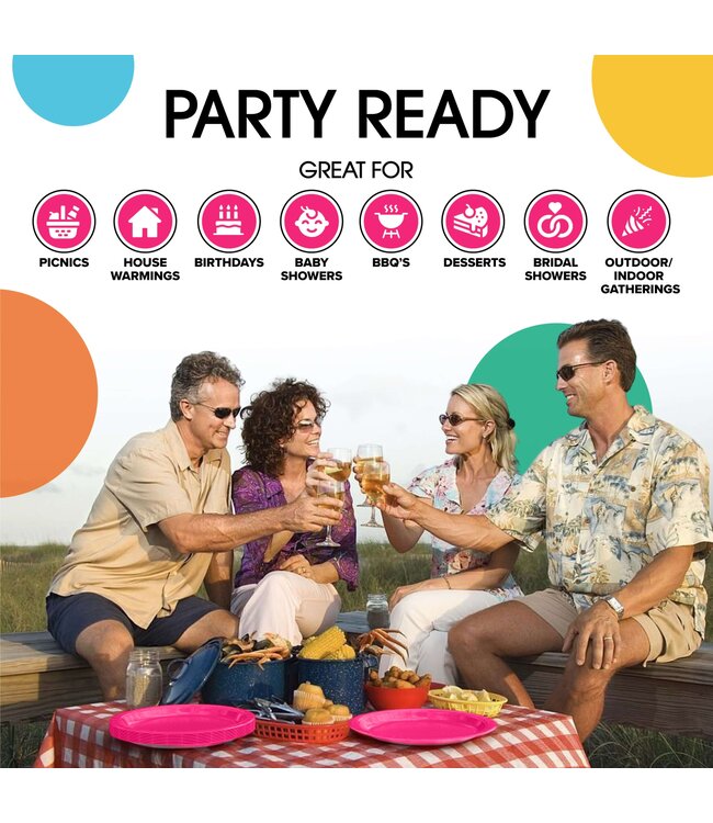 CROWN DISPLAY 7 In. Cerise Paper Plates - 50 Ct.