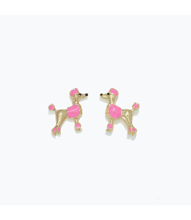 CUTIES EARRINGS PINK AND GOLD POODLES