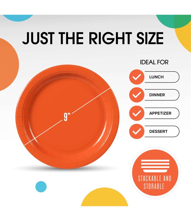CROWN DISPLAY 50CT 9in PAPER PLATES ORANGE