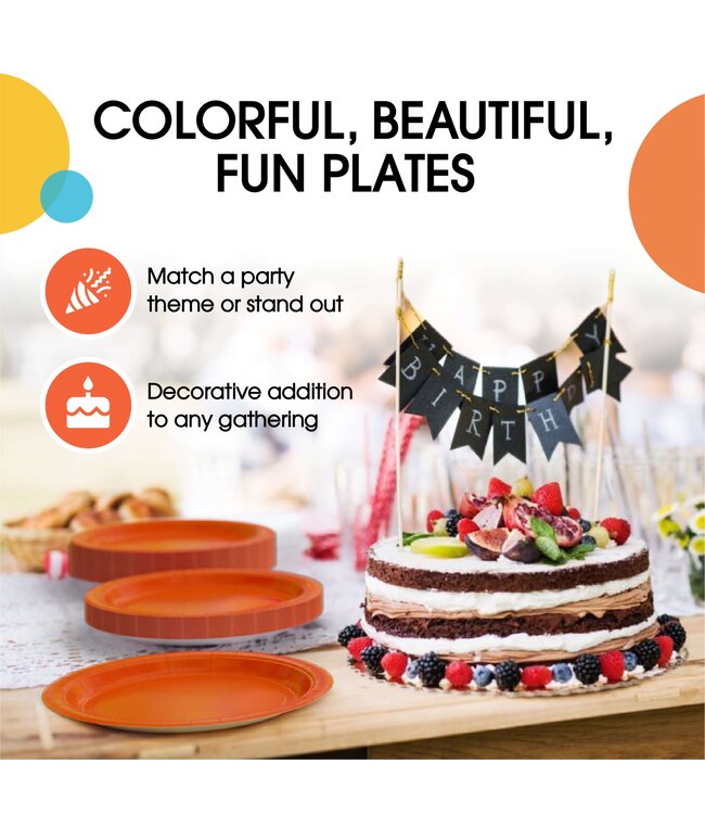 CROWN DISPLAY 50CT 9in PAPER PLATES ORANGE
