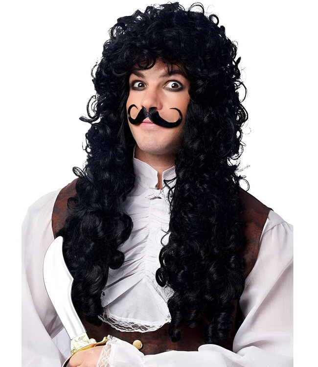 FRANCO CAPTAIN HOOK WIG W/ MOUSTACHE BLACK